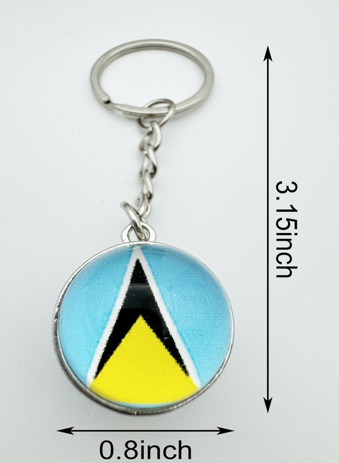 LLBFHH 3 Pcs Saint Lucia Flag Key Chain,Cool Keychain for Car Keys, Stainless Steel Keyrings & Keychains,Used for Home Decoration, Jewelry Hanging Decorations. - Image 3